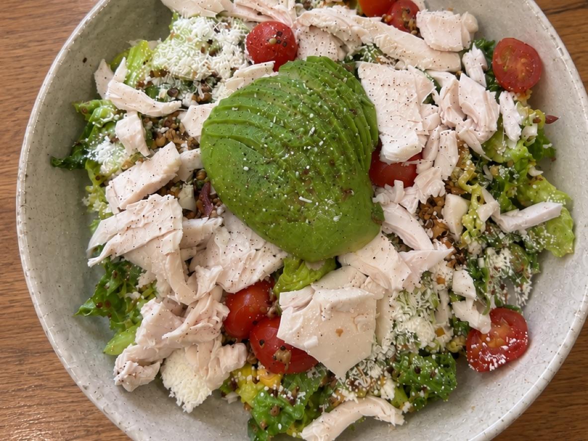Chicken avocado quinoa salad for a dietary cookbook