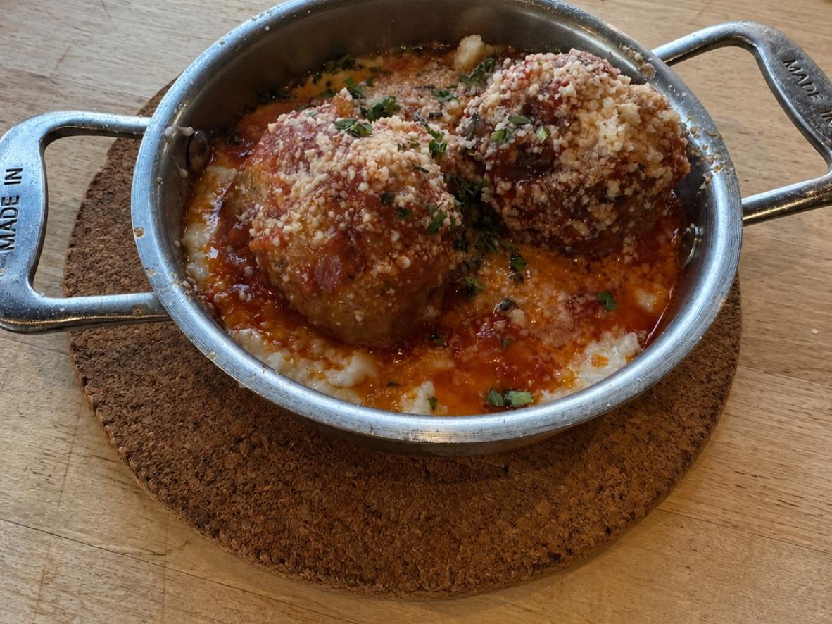 Italian meatballs with marinara and creamy polenta